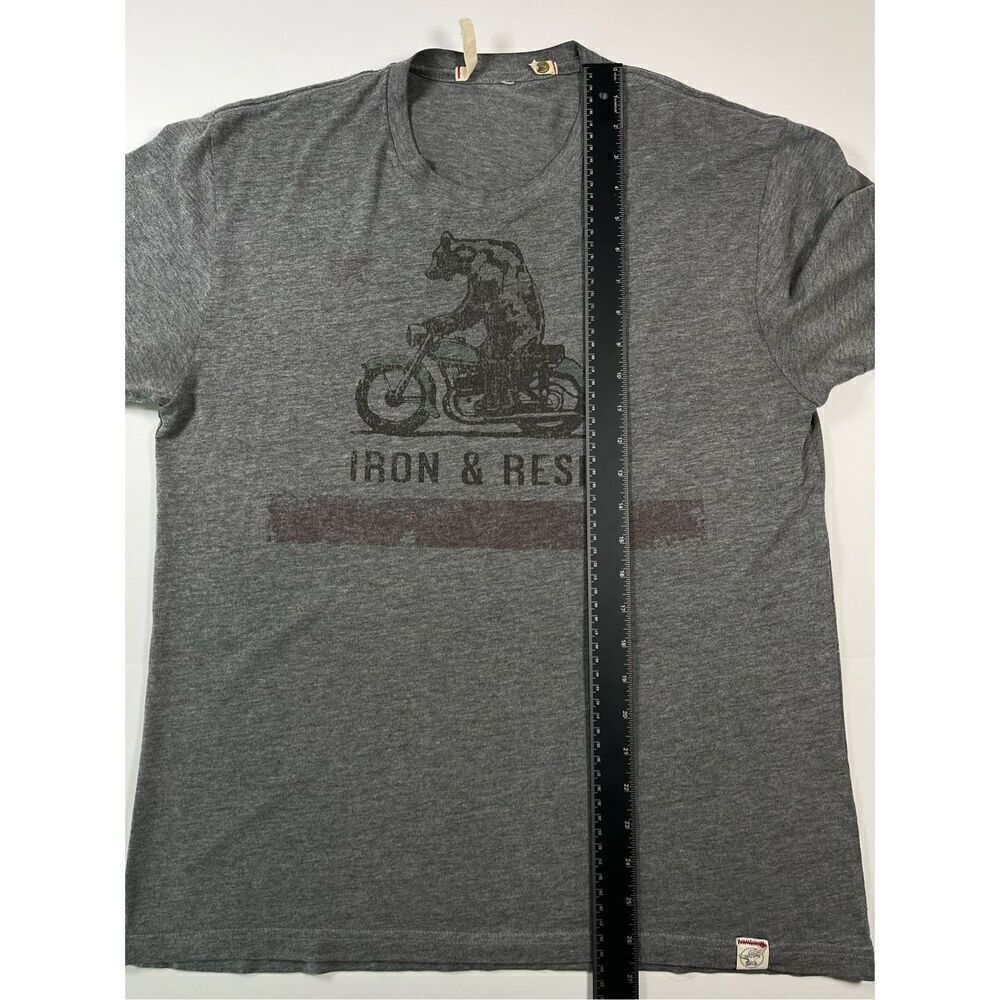 Iron & Resin Moto Bear Tee Riding Motorcycle Grey Short Sleeve Men's Size Medium - Picture 6 of 9